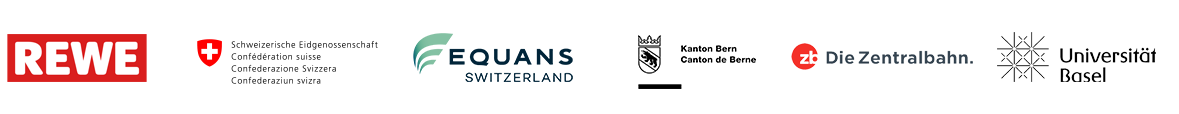 Logo Banner mit AXA, Schweizer Eidgenossenschaft, Equans, Kanton Bern, Office World Group, Younity